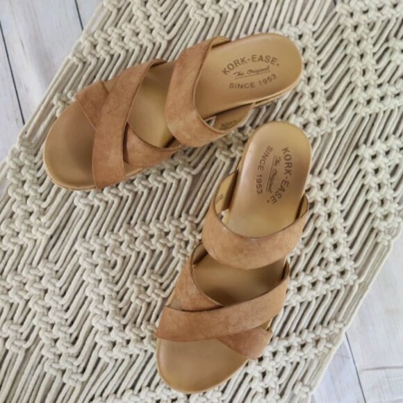 Kork-Ease Women's Camellia Leather Slip on Sandals Camel Brown Size 8 - Picture 7 of 7